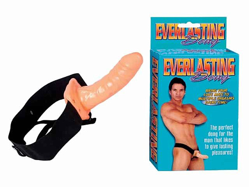 Фаллопротез мужской телесного цвета на эластичных стропах чёрного цвета Gopaldas PG77CF-FL BX GP