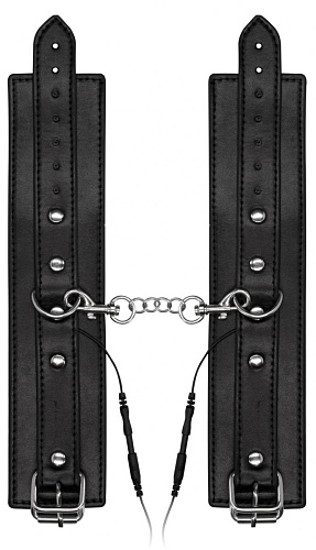 Чёрные наручники с электростимуляцией Shots Media BV Electro Handcuffs ELC016BLK