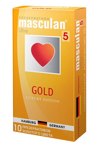 Прозрачные презервативы с золотым напылением и ароматом ванили Masculan Ultra 5 Gold №10 (10 шт)