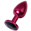 Красная анальная пробка с кристаллом чёрного цвета ToyFa 717007-95 (7,2 см)