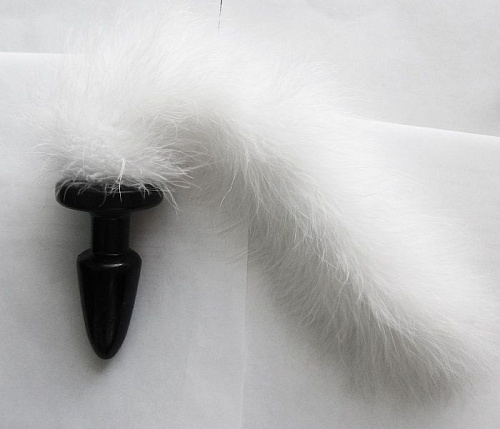 Анальная пробка с длинным белым пушистым хвостом 4sexdreaM 47079 (11 см)