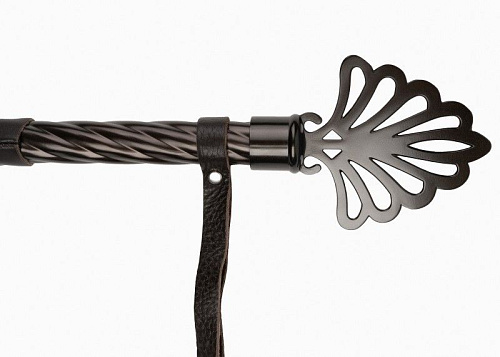 Коричневая плеть-флогер с витой ручкой в виде короны БДСМ арсенал 911-16 BX DD (62 см)