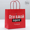 Красный подарочный пакет Сима-Ленд «Ого! Какой подарок» 4865438 (22×22×11 см)