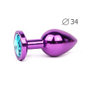 Коническая фиолетовая анальная втулка с голубым кристаллом Anal Jewelry Plug VM-05 (8,2 см)