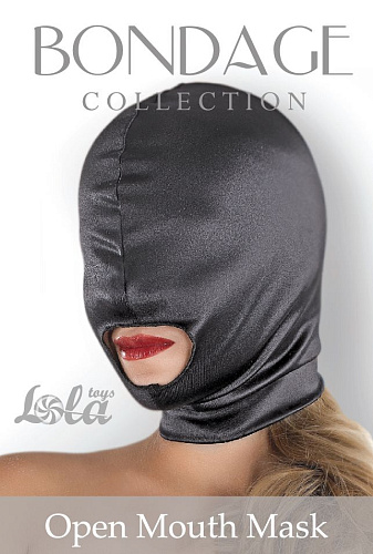 Чёрная шлем-маска с вырезом для рта Lola toys Open Mouth Mask 1050-02