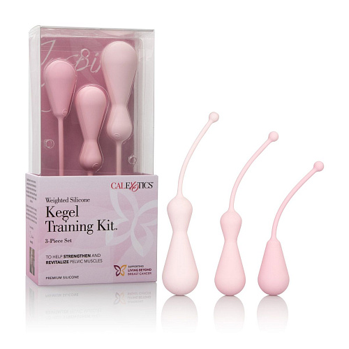 Розовый набор из 3 вагинальных кегель-массажёров разного размера California Exotic Novelties Weighted Silicone Kegel Training Kit SE-4807-05-3