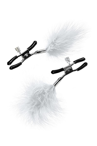 Зажимы для сосков с белым пухом ToyFa Theatre 705008