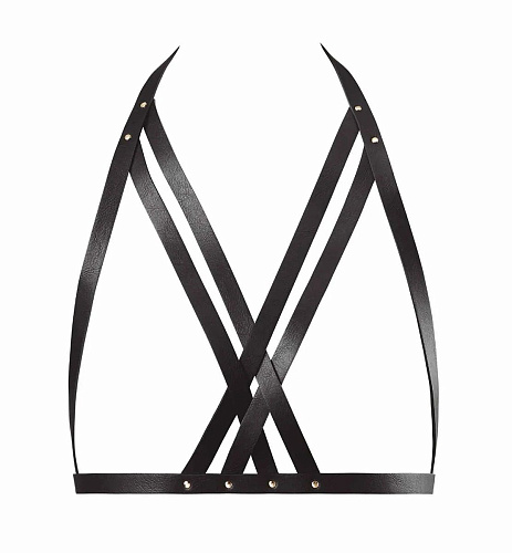Чёрная упряжь Bijoux Indiscrets Halter Bra Harness 0252