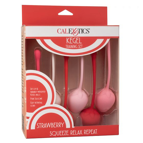 Набор из 6 разноцветных вагинальных шариков-клубничек California Exotic Novelties Kegel Training Set Strawberry SE-1290-20-3