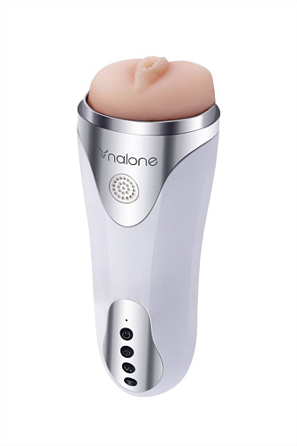 Мастурбатор-вагина телесного цвета в бело-серебристой колбе Nalone Magician CS-F001-2