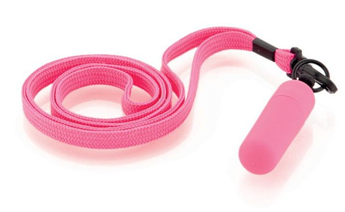 Розовая вибропулька с ремешком на шею Sexus 931010-3 (6 см)