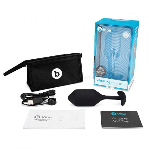 Чёрная пробка для ношения с вибрацией b-Vibe Snug Plug 4 BV-015-BLK (14 см)