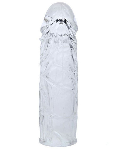 Прозрачная закрытая насадка с шипиками под головкой Eroticon 30407 (14 см)