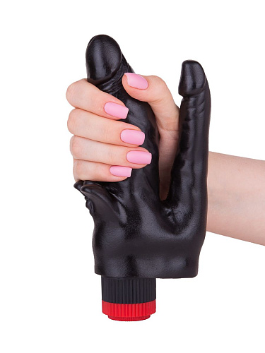 Чёрный вибромассажёр с двумя стволами и лепестками LOVETOY (А-Полимер) 414900 (17 см)