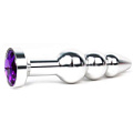 Удлинённая серебристая анальная втулка с фиолетовым кристаллом Anal Jewelry Plug QSLV-04 (11,3 см)