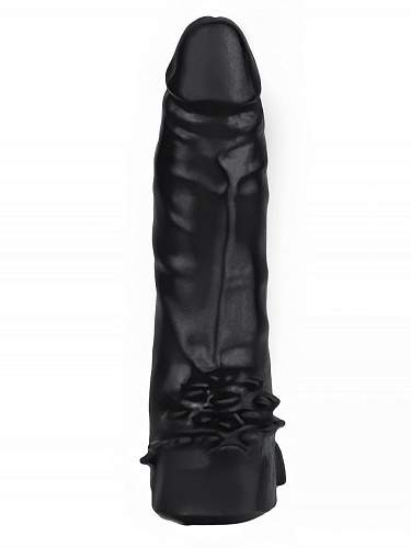 Чёрная двойная насадка HARNESS для трусиков с плагом Сумерки богов №11 353-11 BX DD (17 см)