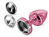 Розовый анальный плаг с 2 заменяемыми кристаллами DIOGOL Anni Magnet T1 pink Cristal/black 9020060054 (6 см)