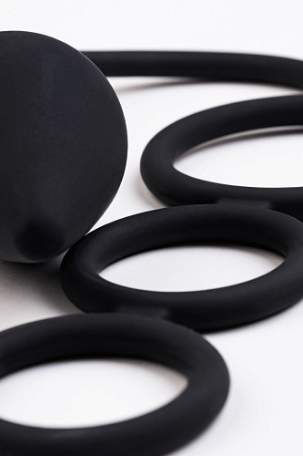 Тройное,чёрное эрекционное кольцо с анальным хвостом Erotist Drop  541307