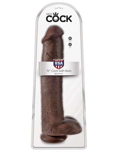 Коричневый фаллоимитатор-гигант Pipedream 15 Cock with Balls PD5535-29 (40,6 см)