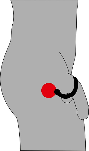 Чёрное кольцо на пенис с отростком для анальной стимуляции Orion 0523844