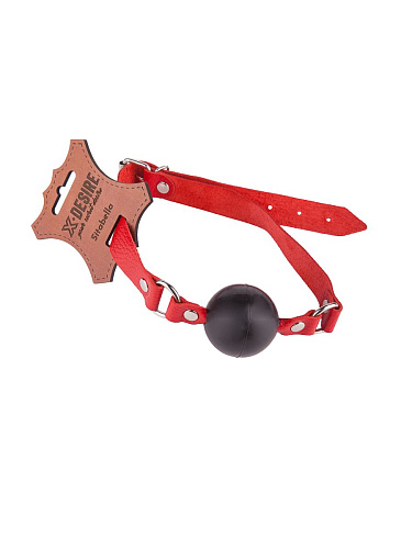 Чёрный кляп-шар с красным ремешком Sitabella 3091-2