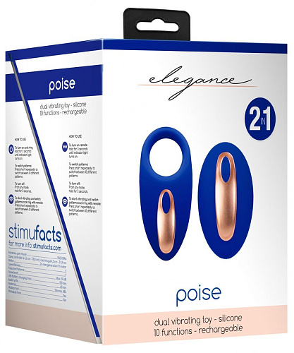 Синее эрекционное виброкольцо с пультом Shots Media BV Poise ELE018BLU