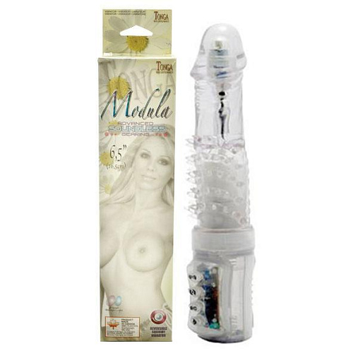 Прозрачный вибратор-ротатор с шипами в основании Tonga Modula 310083 (16,5 см)