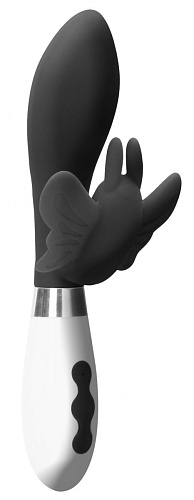 Чёрный вибратор-кролик Shots Media BV Alexios LUNA027BLK (21 см)