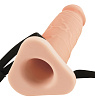 Телесный полый фаллоимитатор на ремешках Pipedream Silicone Hollow Extension PD4128-21
