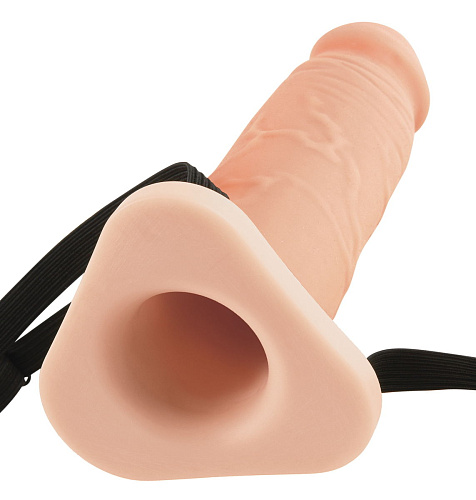 Телесный полый фаллоимитатор на ремешках Pipedream Silicone Hollow Extension PD4128-21