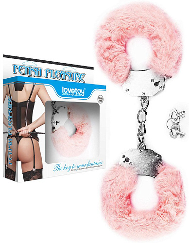 Наручники в нежно-розовой меховой опушке Lovetoy LV1501 pink