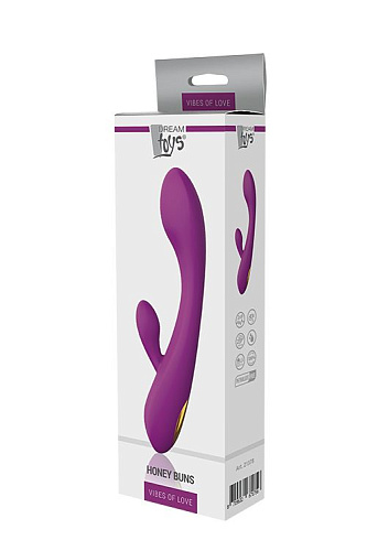 Фиолетовый вибратор с клиторальным стимулятором Dream Toys HONEY BUNS 21378