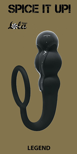 Чёрное эрекционное кольцо с анальным стимулятором Lola toys Legend 8001-01Lola
