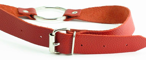 Красный кожаный кляп с кольцом БДСМ арсенал 60003ars