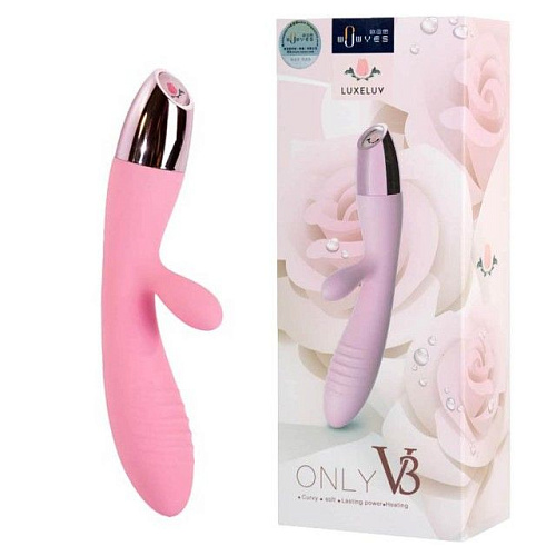 Розовый вибратор с клиторальным отростком и подогревом LuxeLuv V3 pink (18 см)