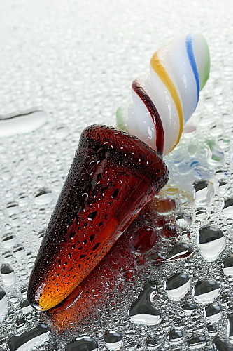 Разноцветная коническая стеклянная анальная втулка Sexus Sexus Glass 912291 (16 см)
