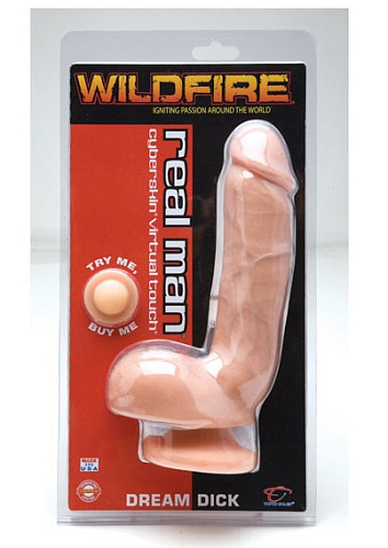 Телесный фаллоимитатор с мошонкой Topco Sales Wildfire Real Man CyberSkin Dream Dick 1101266 (23 см)