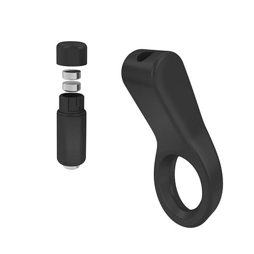 Чёрное эрекционное кольцо с клиторальным лепестком OVO B4 BLACK