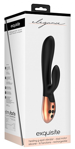 Чёрный вибратор с подогревом Shots Media BV Exquisite ELE002BLK (20,5 см)