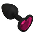 Чёрная силиконовая пробка с малиновым кристаллом Сумерки богов 508-02 CRIMSON-DD (7,3 см)