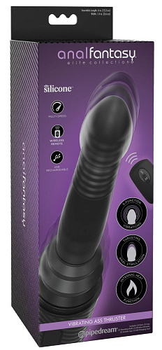 Чёрный вибромассажёр с функцией поступательных движений Pipedream Ass Thruster PD4777-23