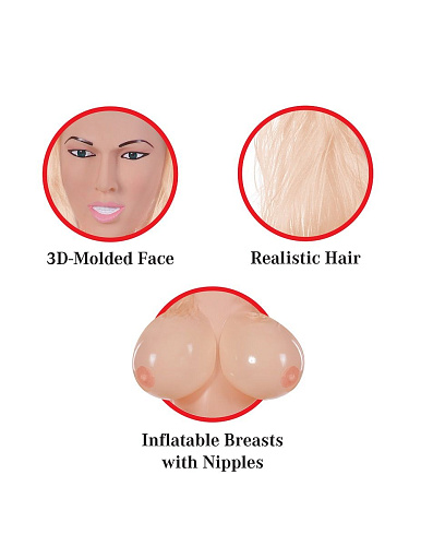 Кукла надувная телесного цвета с фаллосом Pipedream PDX Dollz Miss Demeanor RD330