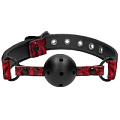 Чёрно-красный кляп-шарик Shots Media BV Breathable Luxury Ball Gag OU345BUR