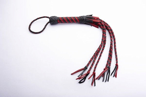 Красно-чёрная кожаная плеть Sitabella 4027-12