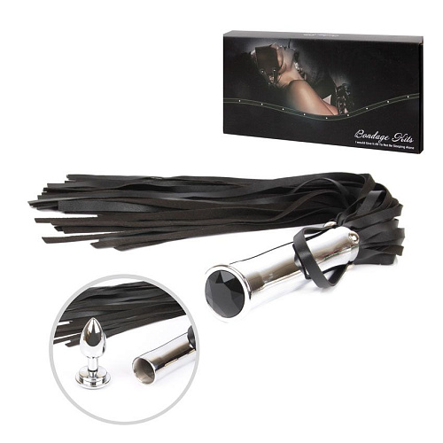 Чёрная плётка с чёрным кристаллом на рукояти Bior toys Notabu NTB-80485 (58 см)