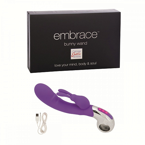 Фиолетовый вибратор California Exotic Novelties Embrace Bunny Wand SE-4610-50-3 (21 см)