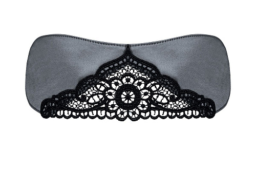 Чёрная маска с кружевной вставкой по центру Obsessive Satinia mask