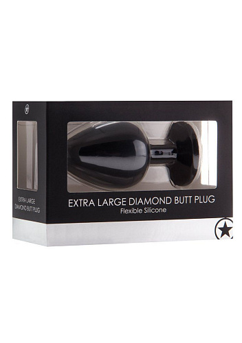 Чёрная анальная пробка Shots Media BV Extra Large Diamond Butt Plug OU183BLK (9,3 см)