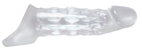 Фактурная прозрачная насадка с закрытой головкой и подхватом NS Novelties Renegade Power Extension NSN-1115-31 (21 см)