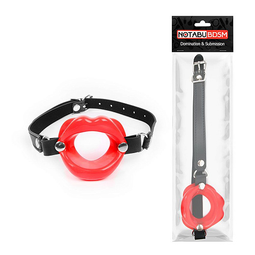 Красный кляп-губки на чёрном регулируемом ремешке Bior toys NTB-80542